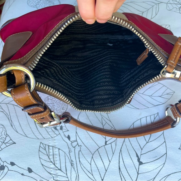 PRADA Tessuto re-edition 2005 nylon leather striped bag hobo purse - Picture 8 of 15